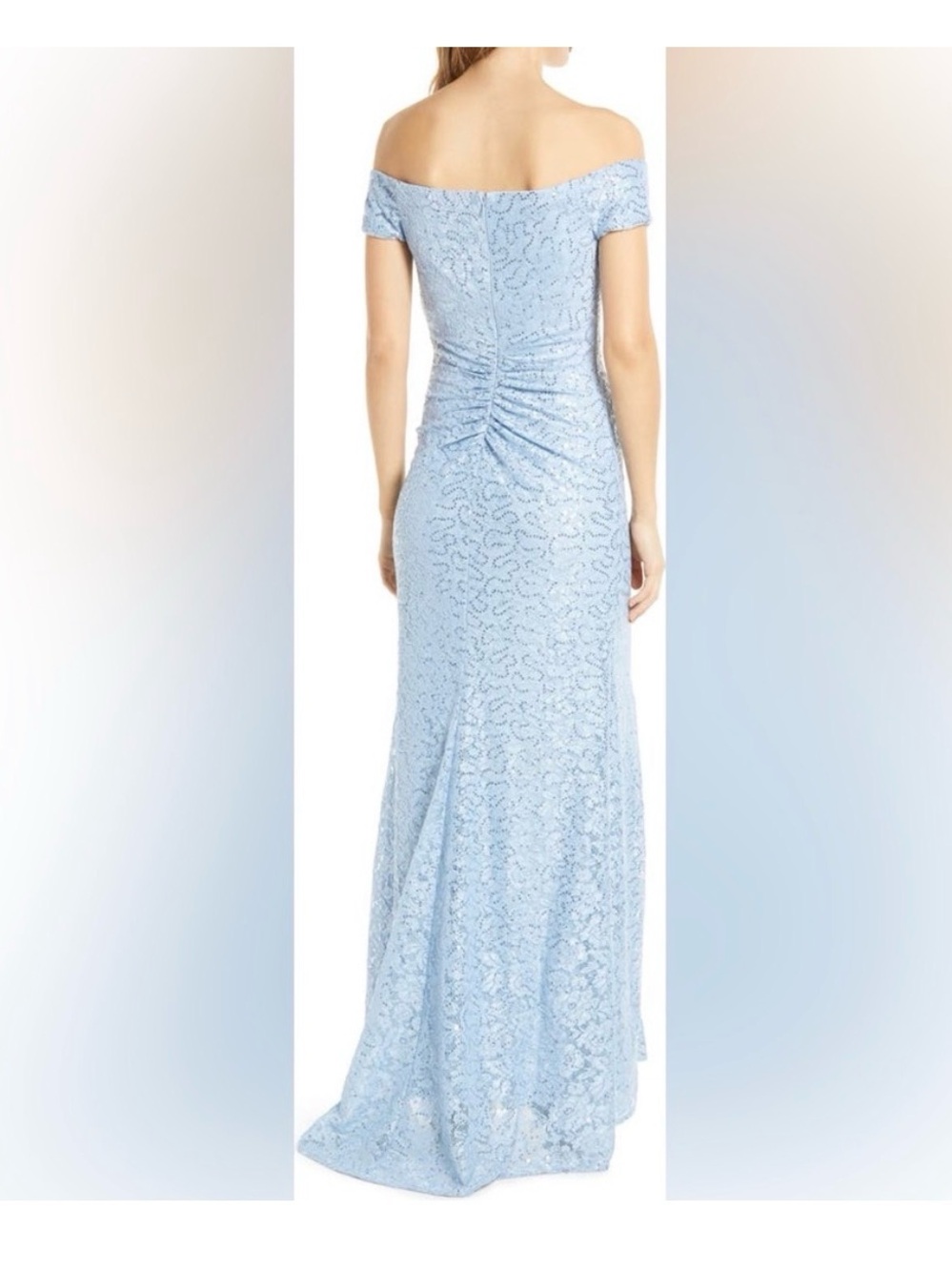Vince Camuto Light Blue Off-Shoulder Lace Gown NWOT - Picture 4 of 7